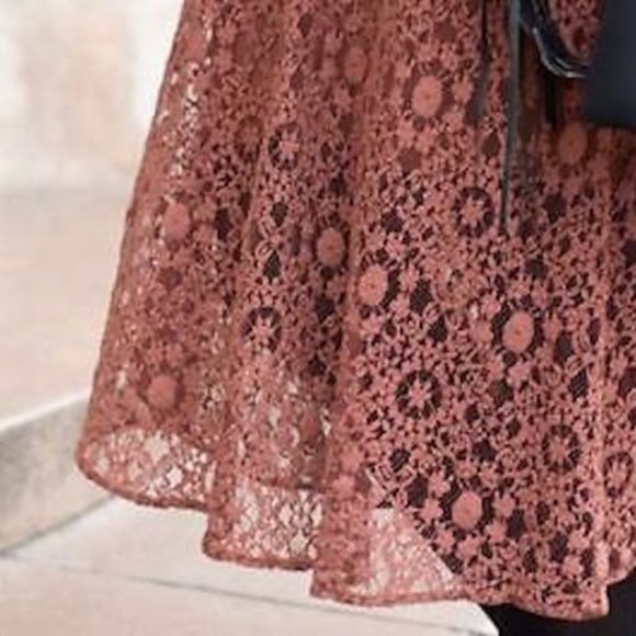 NWT $70 ZARA Women XS Terracotta Lace Overlay Cami Midi Dress Bohemian Elegant - Picture 11 of 13